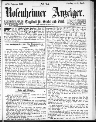 Rosenheimer Anzeiger Samstag 2. April 1881