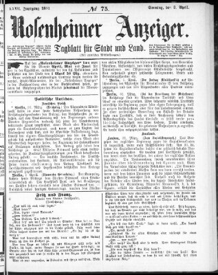 Rosenheimer Anzeiger Sonntag 3. April 1881