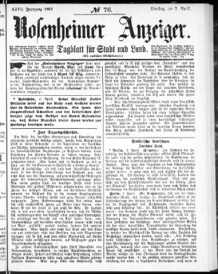 Rosenheimer Anzeiger Dienstag 5. April 1881