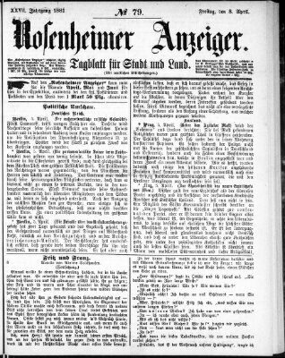 Rosenheimer Anzeiger Freitag 8. April 1881