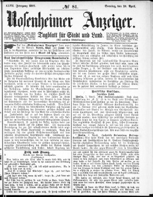 Rosenheimer Anzeiger Sonntag 10. April 1881