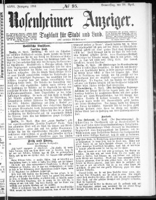 Rosenheimer Anzeiger Donnerstag 28. April 1881