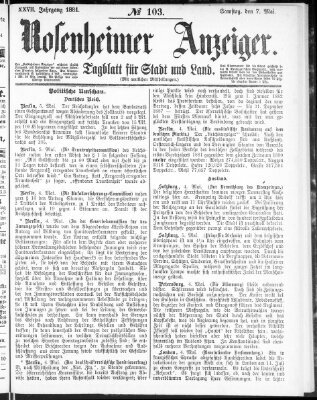 Rosenheimer Anzeiger Samstag 7. Mai 1881