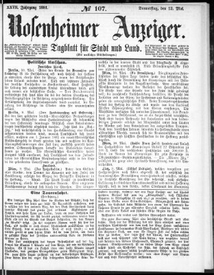 Rosenheimer Anzeiger Donnerstag 12. Mai 1881