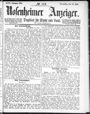 Rosenheimer Anzeiger Donnerstag 19. Mai 1881