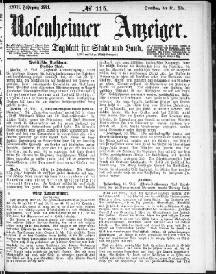 Rosenheimer Anzeiger Samstag 21. Mai 1881