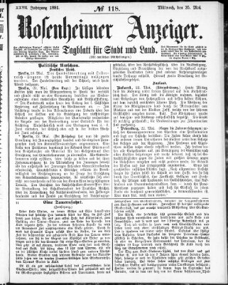 Rosenheimer Anzeiger Mittwoch 25. Mai 1881