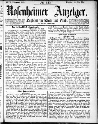 Rosenheimer Anzeiger Dienstag 31. Mai 1881