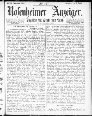 Rosenheimer Anzeiger Sonntag 5. Juni 1881