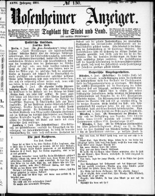 Rosenheimer Anzeiger Freitag 10. Juni 1881