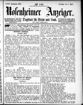 Rosenheimer Anzeiger Dienstag 5. Juli 1881