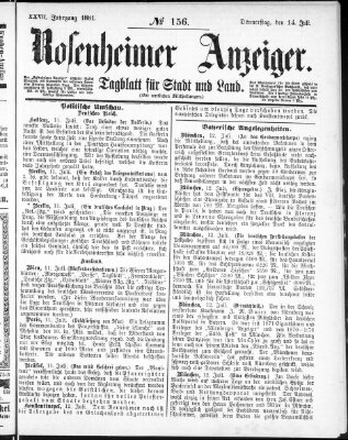 Rosenheimer Anzeiger Donnerstag 14. Juli 1881