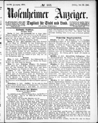 Rosenheimer Anzeiger Freitag 22. Juli 1881