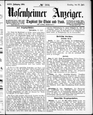 Rosenheimer Anzeiger Samstag 23. Juli 1881