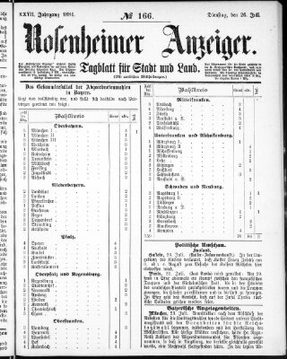 Rosenheimer Anzeiger Dienstag 26. Juli 1881