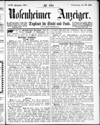 Rosenheimer Anzeiger Donnerstag 28. Juli 1881