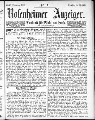 Rosenheimer Anzeiger Sonntag 31. Juli 1881