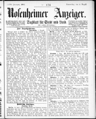 Rosenheimer Anzeiger Donnerstag 4. August 1881