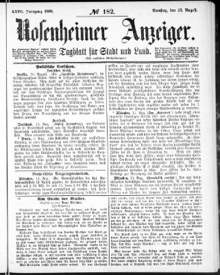 Rosenheimer Anzeiger Samstag 13. August 1881