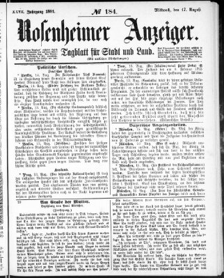 Rosenheimer Anzeiger Mittwoch 17. August 1881