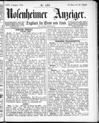 Rosenheimer Anzeiger Dienstag 30. August 1881