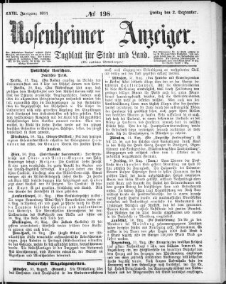 Rosenheimer Anzeiger Freitag 2. September 1881