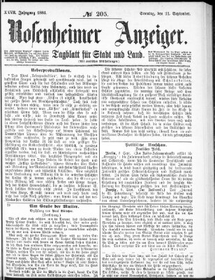 Rosenheimer Anzeiger Sonntag 11. September 1881