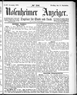Rosenheimer Anzeiger Dienstag 13. September 1881