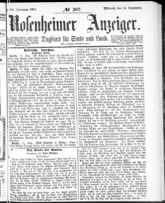 Rosenheimer Anzeiger Mittwoch 14. September 1881