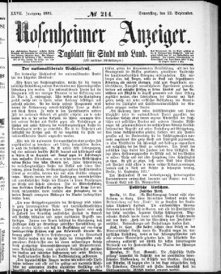 Rosenheimer Anzeiger Donnerstag 22. September 1881