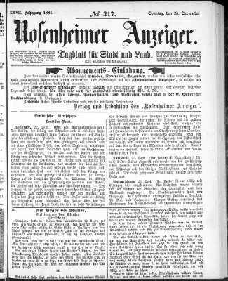 Rosenheimer Anzeiger Sonntag 25. September 1881