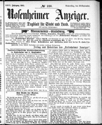 Rosenheimer Anzeiger Donnerstag 29. September 1881