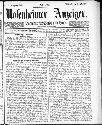 Rosenheimer Anzeiger Mittwoch 5. Oktober 1881