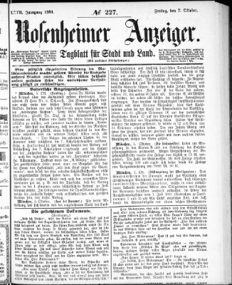 Rosenheimer Anzeiger Freitag 7. Oktober 1881