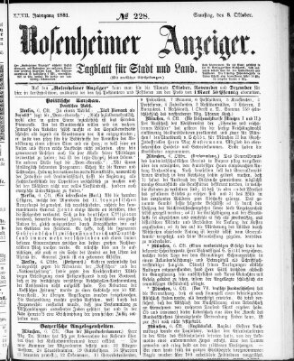 Rosenheimer Anzeiger Samstag 8. Oktober 1881