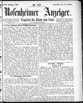 Rosenheimer Anzeiger Donnerstag 13. Oktober 1881