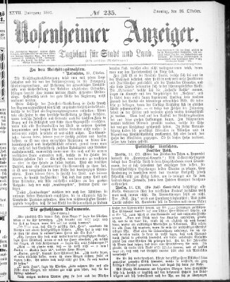 Rosenheimer Anzeiger Sonntag 16. Oktober 1881