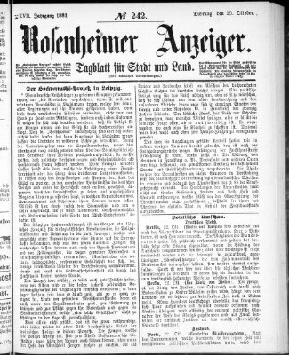 Rosenheimer Anzeiger Dienstag 25. Oktober 1881