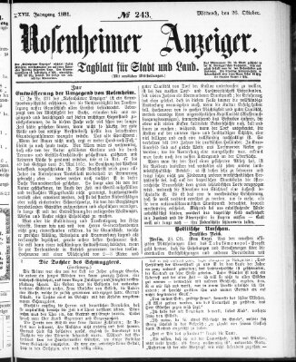 Rosenheimer Anzeiger Mittwoch 26. Oktober 1881