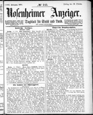 Rosenheimer Anzeiger Freitag 28. Oktober 1881