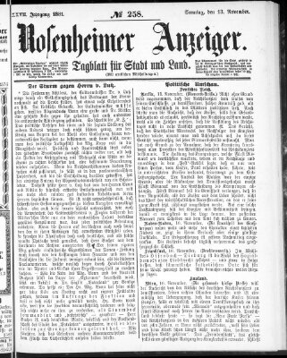 Rosenheimer Anzeiger Sonntag 13. November 1881