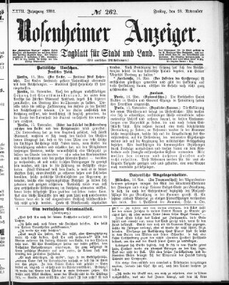 Rosenheimer Anzeiger Freitag 18. November 1881