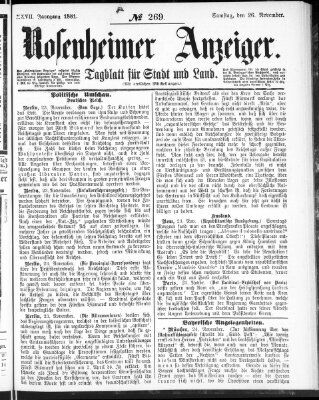 Rosenheimer Anzeiger Samstag 26. November 1881