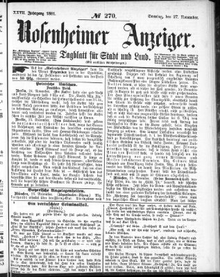 Rosenheimer Anzeiger Sonntag 27. November 1881