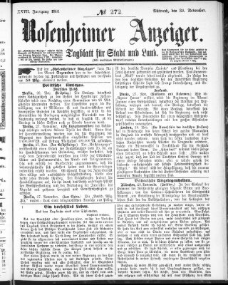 Rosenheimer Anzeiger Mittwoch 30. November 1881