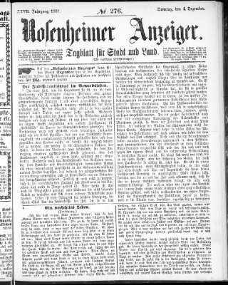 Rosenheimer Anzeiger Sonntag 4. Dezember 1881