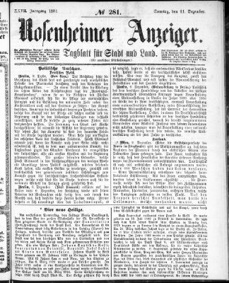 Rosenheimer Anzeiger Sonntag 11. Dezember 1881