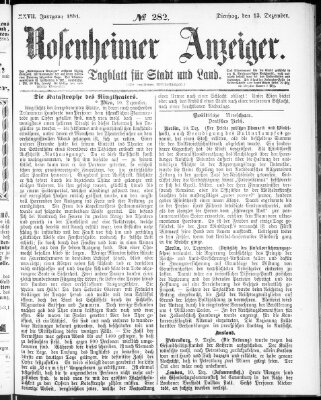 Rosenheimer Anzeiger Dienstag 13. Dezember 1881