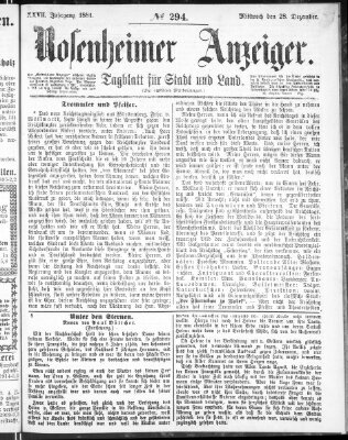 Rosenheimer Anzeiger Mittwoch 28. Dezember 1881