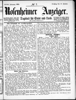 Rosenheimer Anzeiger Dienstag 10. Januar 1882